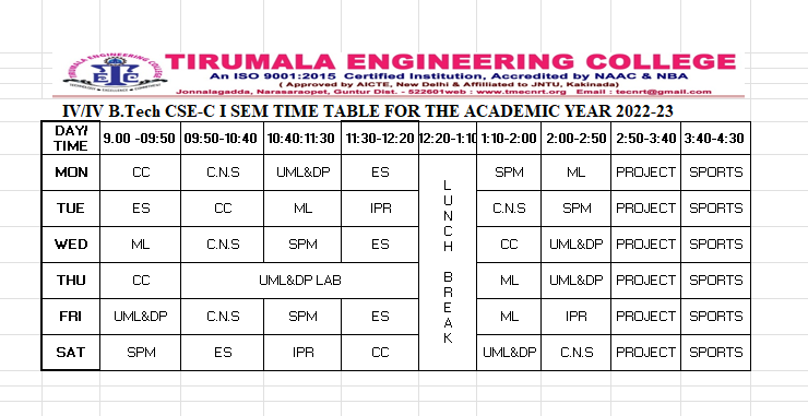 cse timetable